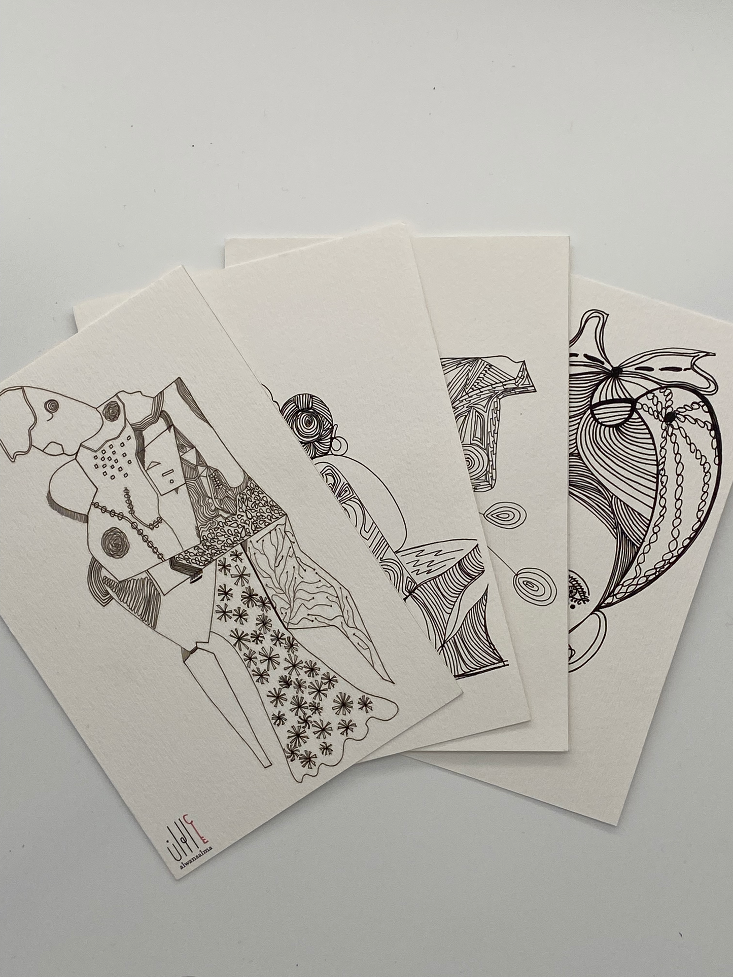 Postcards - Set of 4 - Original Artwork (Various Options)
