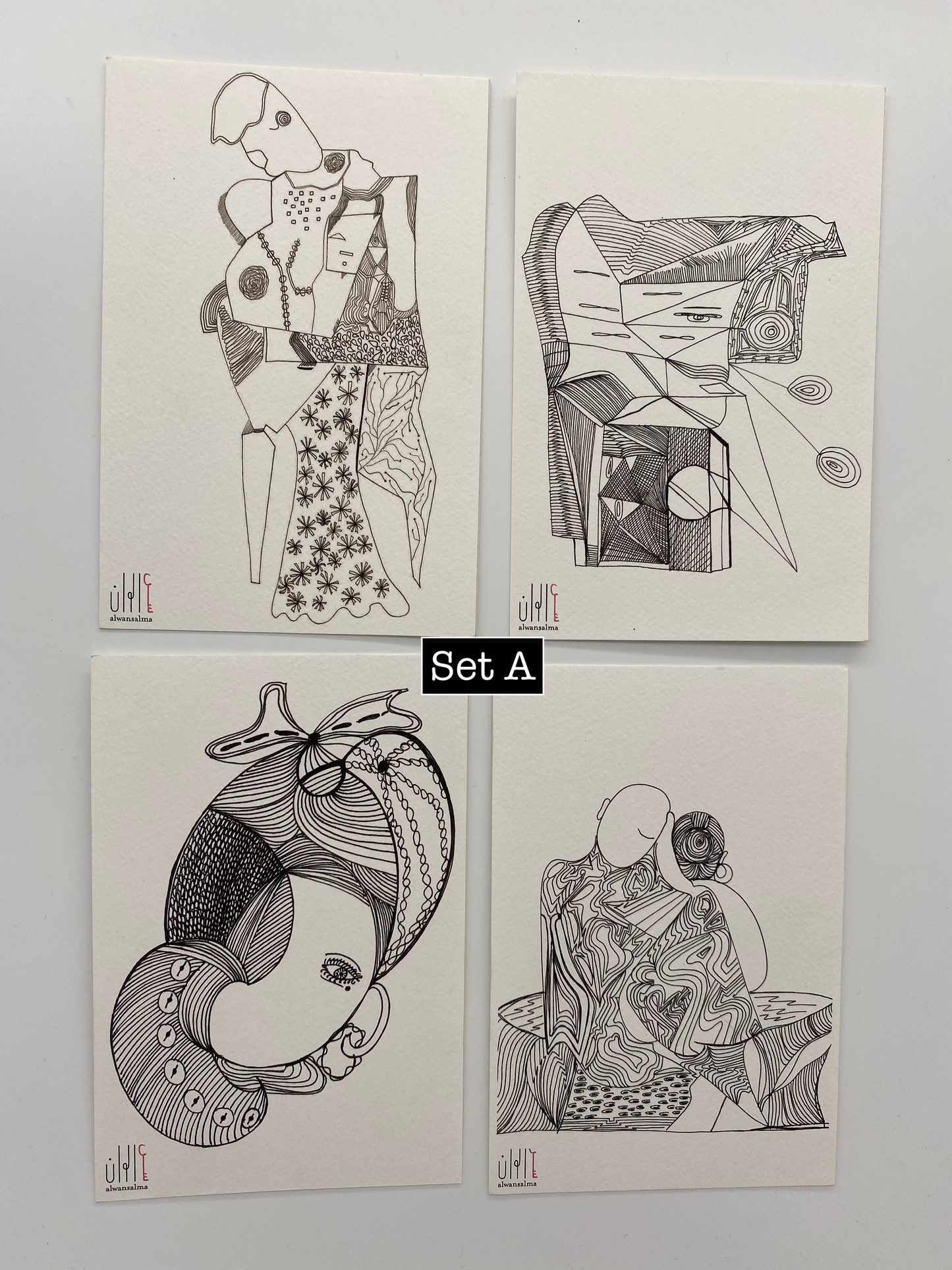 Postcards - Set of 4 - Original Artwork (Various Options)
