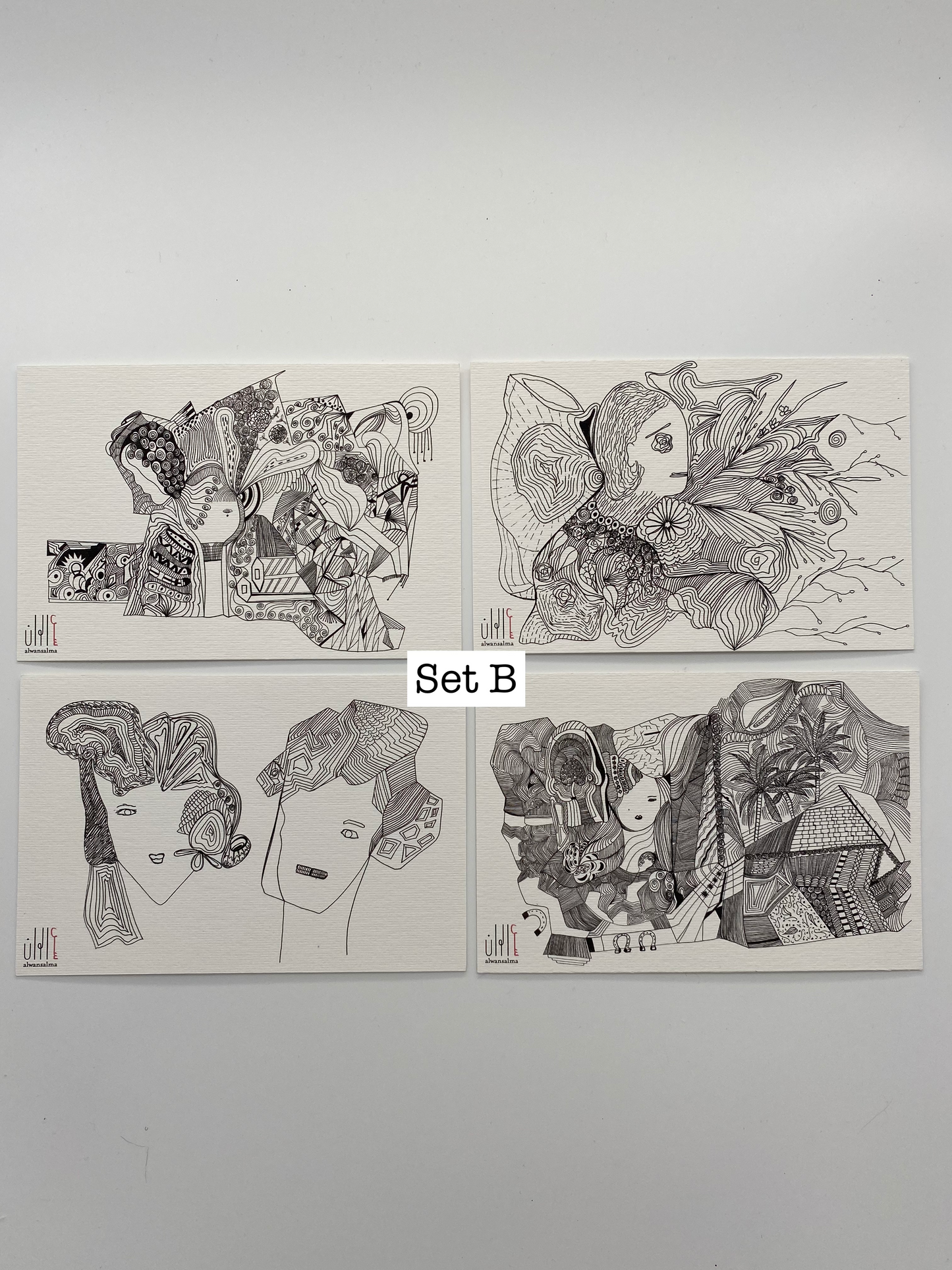 Postcards - Set of 4 - Original Artwork (Various Options)