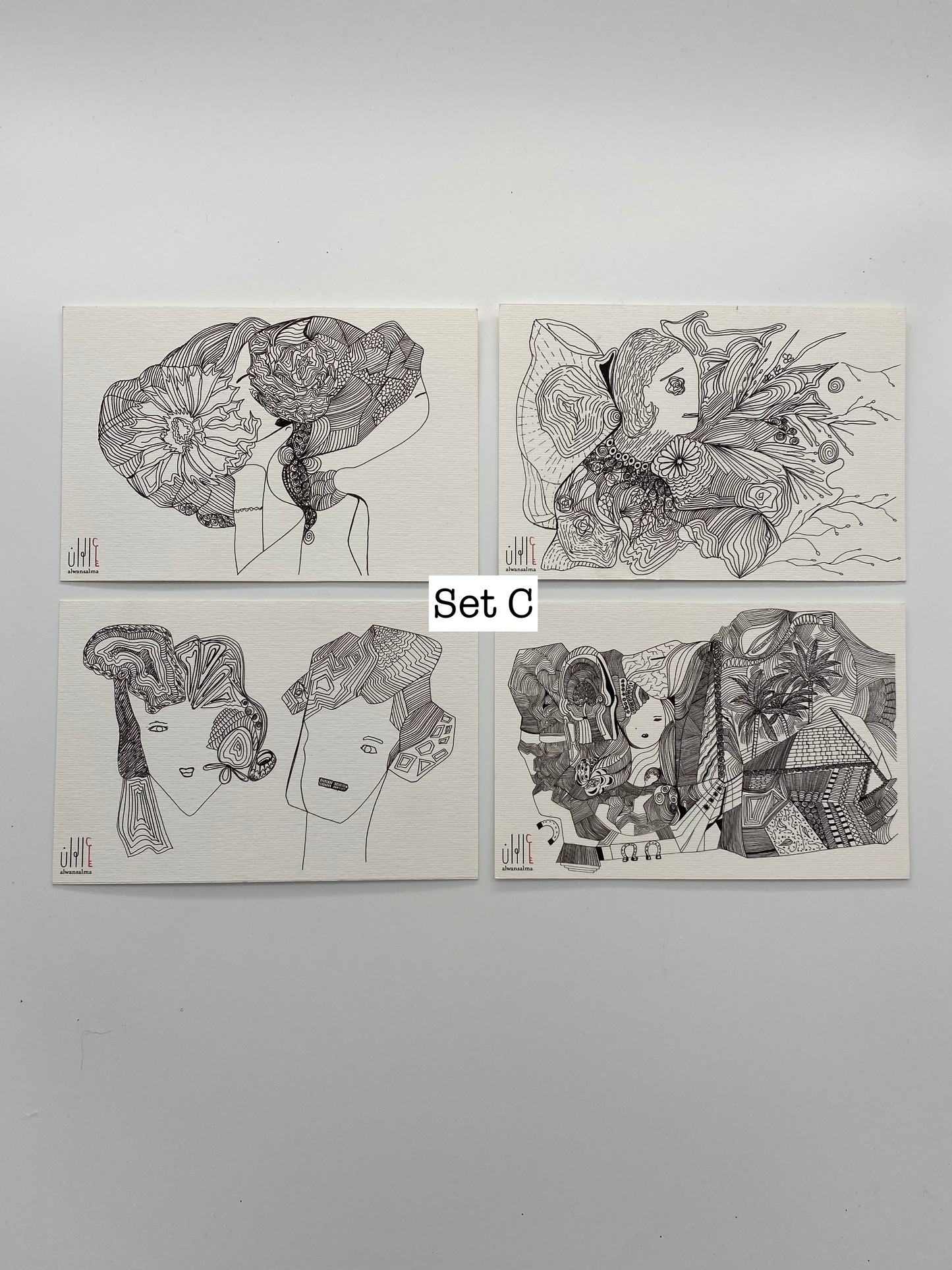 Postcards - Set of 4 - Original Artwork (Various Options)