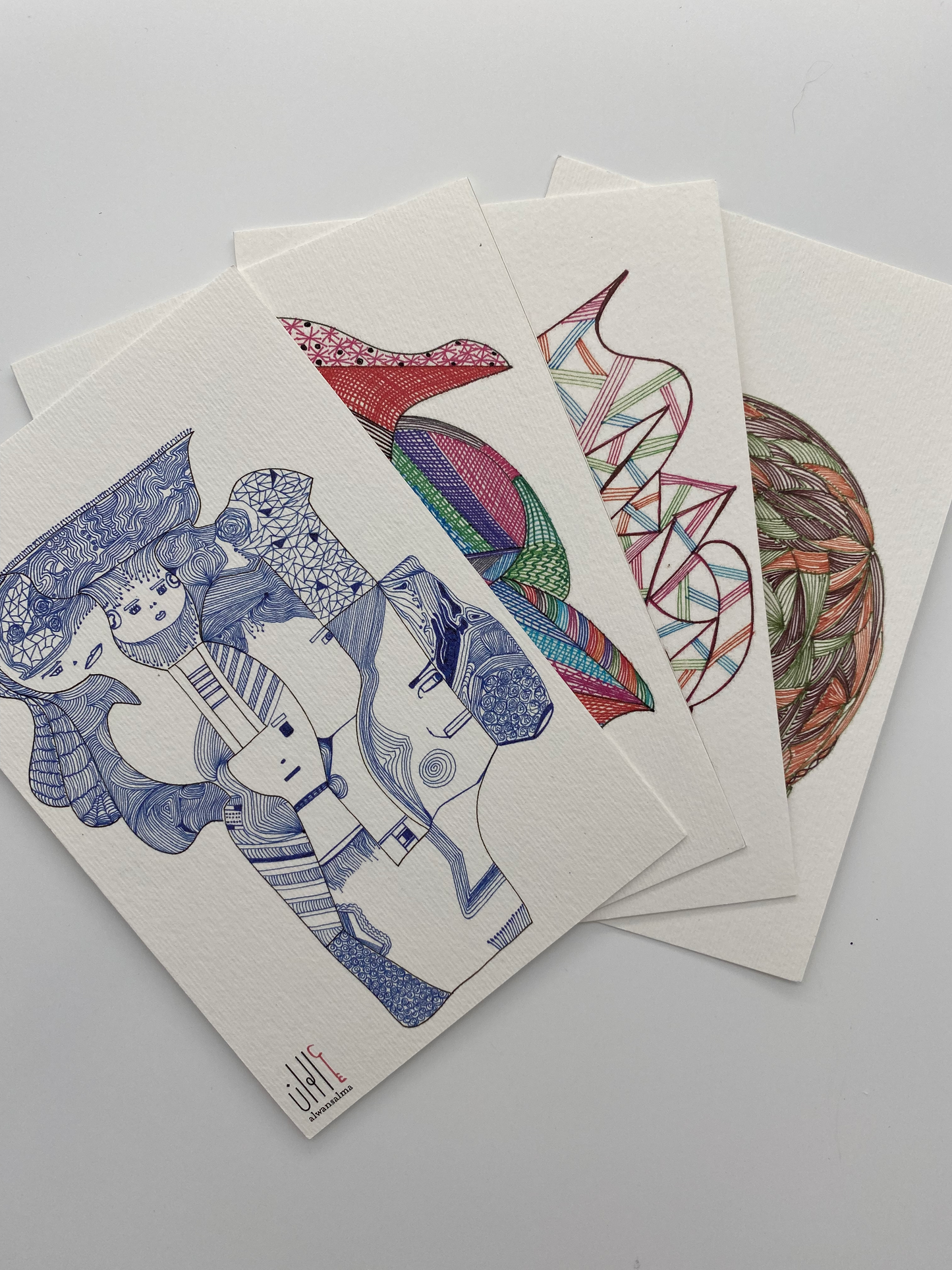 Postcards - Set of 4 - Original Artwork (Various Options)