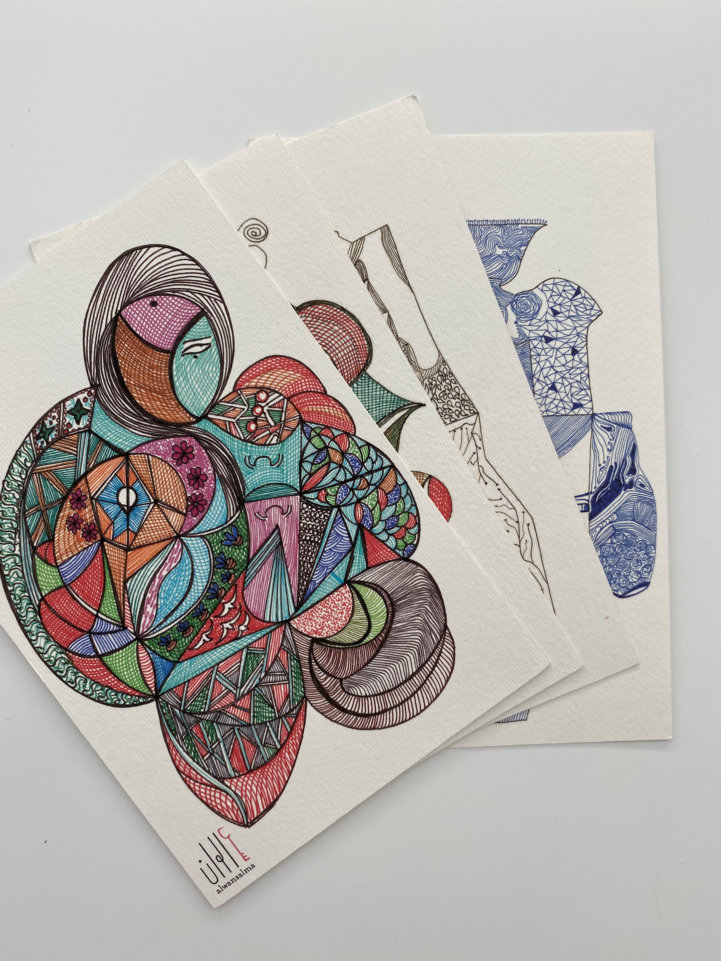 Postcards - Set of 4 - Original Artwork (Various Options)