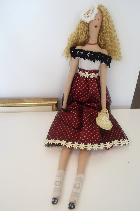 Handmade Fabric Doll - Ms. Daisy