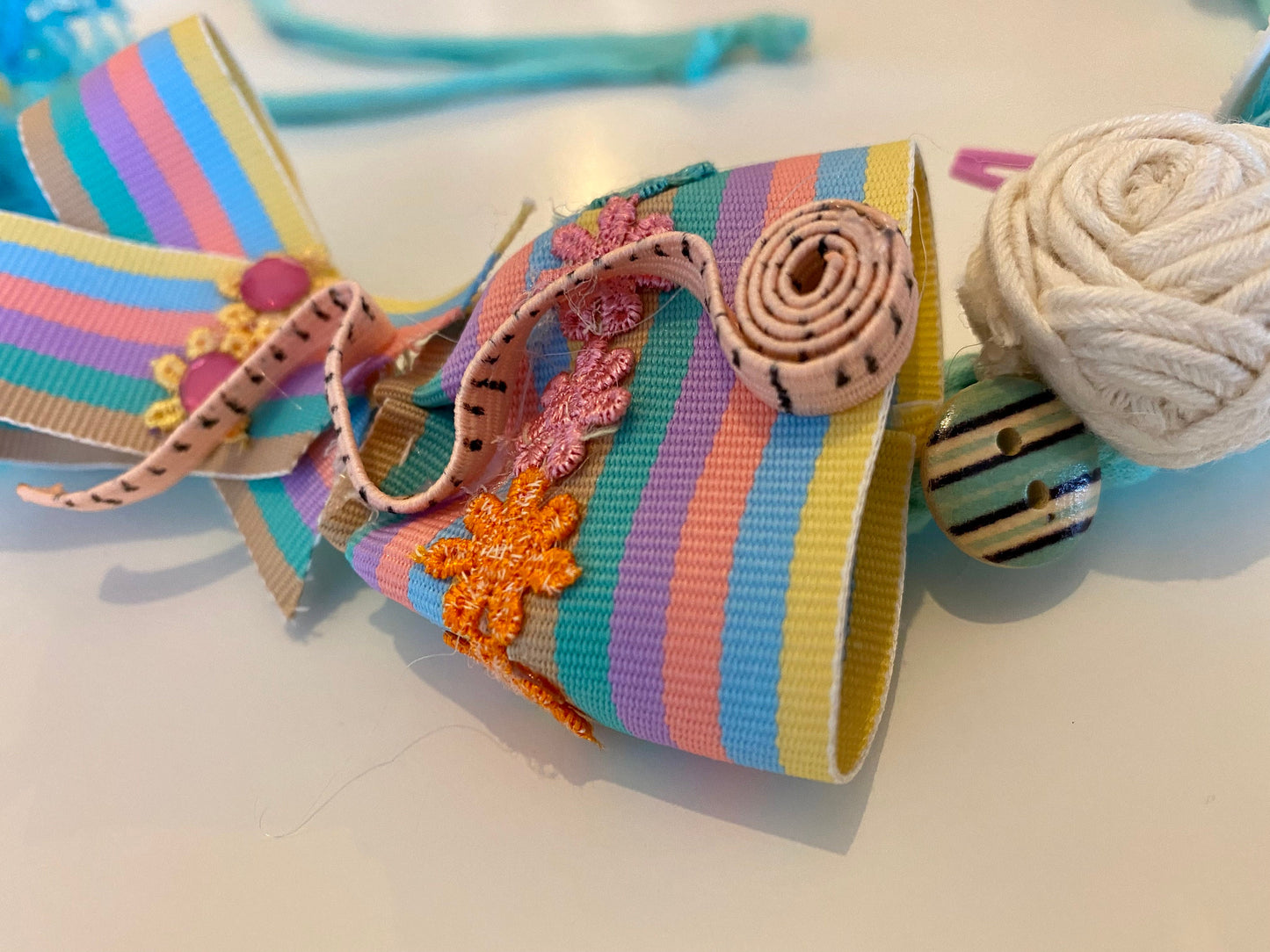 Fabric Necklace - Seamstress, Sewing, Fabric, Thread, T-Shirt Yarn, Handmade