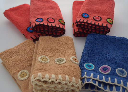 Embroidered Hand Towel - Hand Towel with Colorful Circles