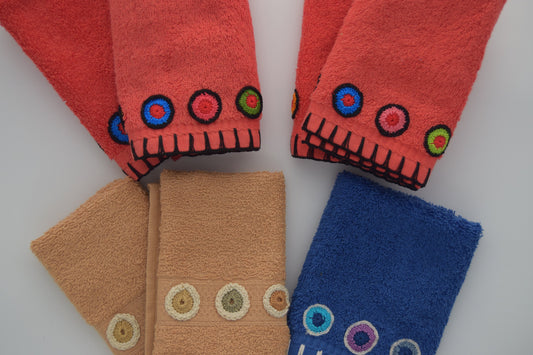 Embroidered Hand Towel - Hand Towel with Colorful Circles