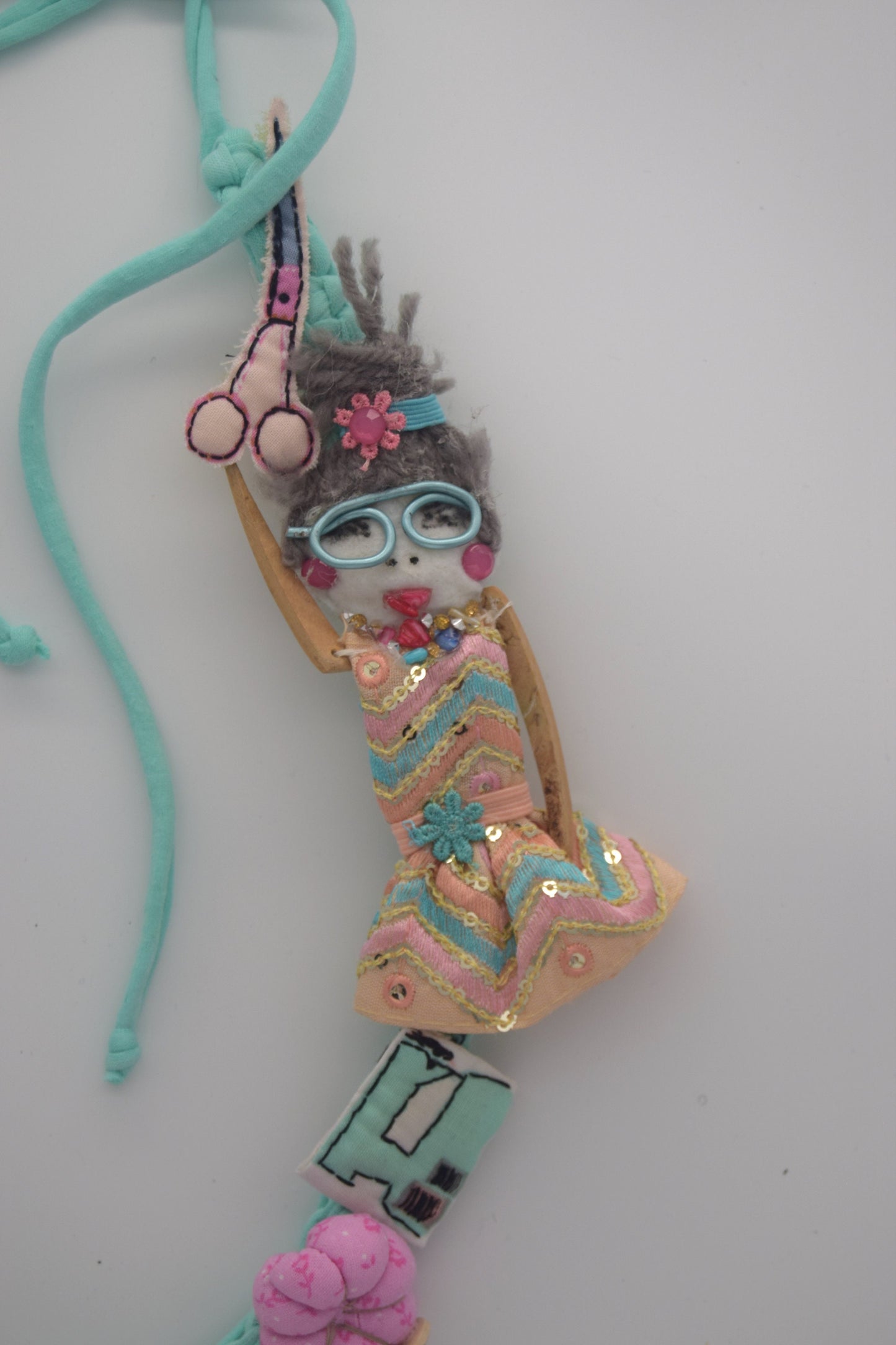 Fabric Necklace - Seamstress, Sewing, Fabric, Thread, T-Shirt Yarn, Handmade