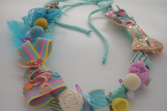 Fabric Necklace - Seamstress, Sewing, Fabric, Thread, T-Shirt Yarn, Handmade