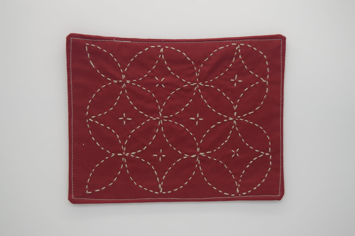 Sashiko Embroidery Fabric - Red and White