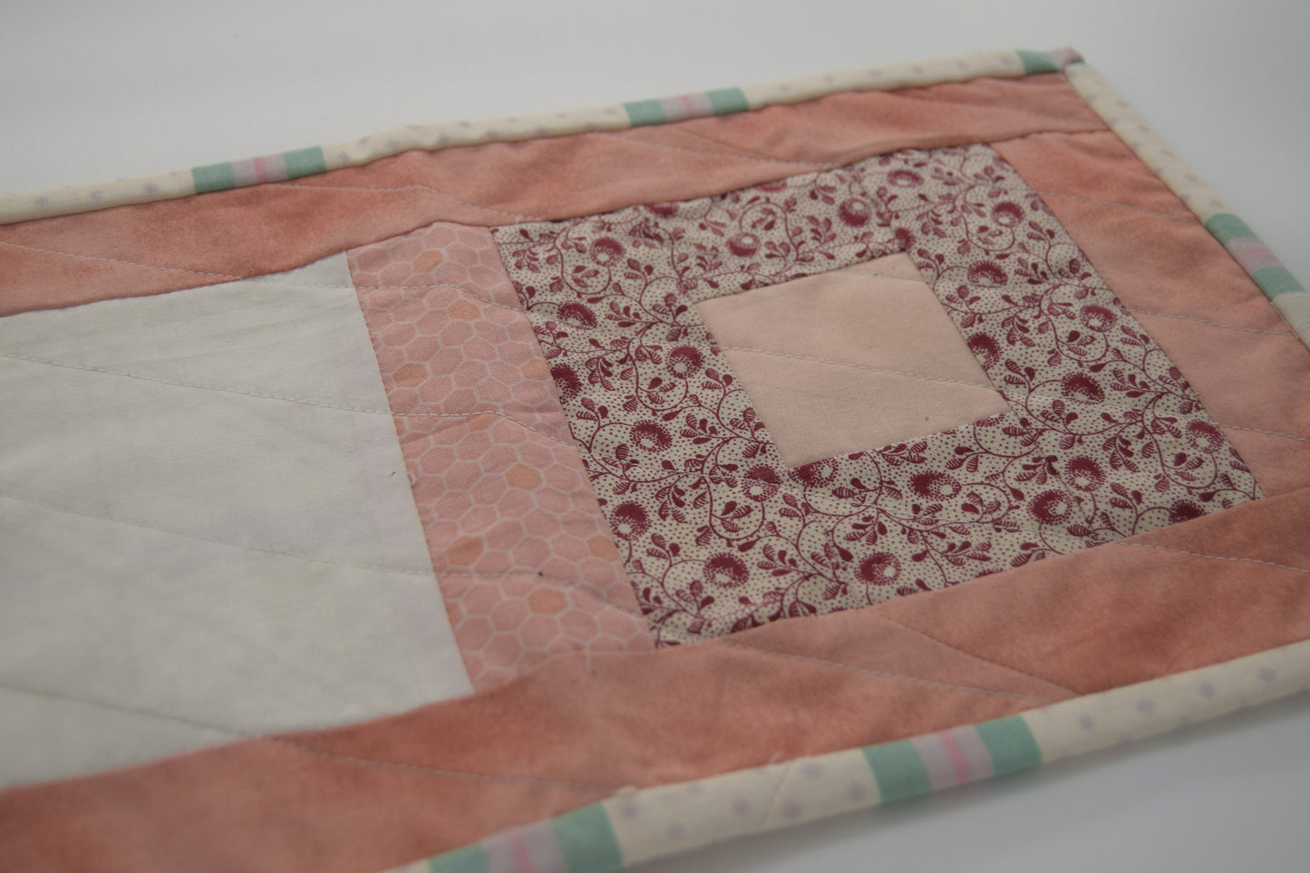 Patchwork Mug Rug - Pink and Red Floral Pattern