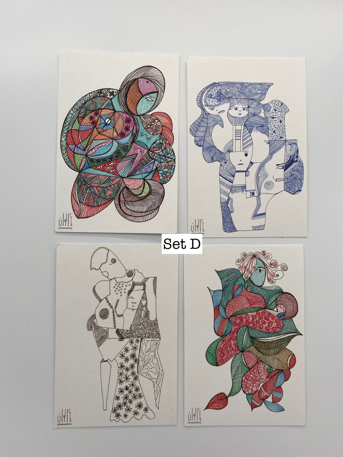 Postcards - Set of 4 - Original Artwork (Various Options)