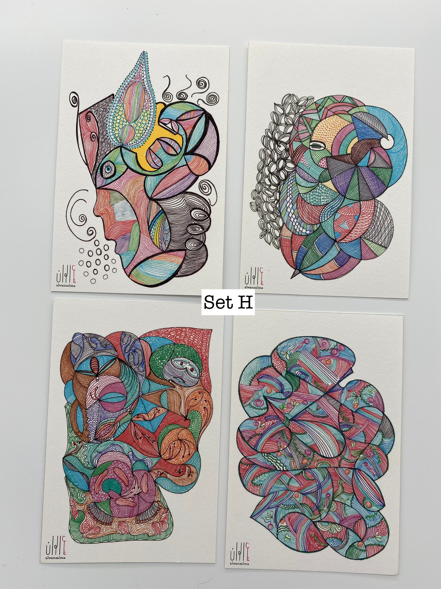 Postcards - Set of 4 - Original Artwork (Various Options)