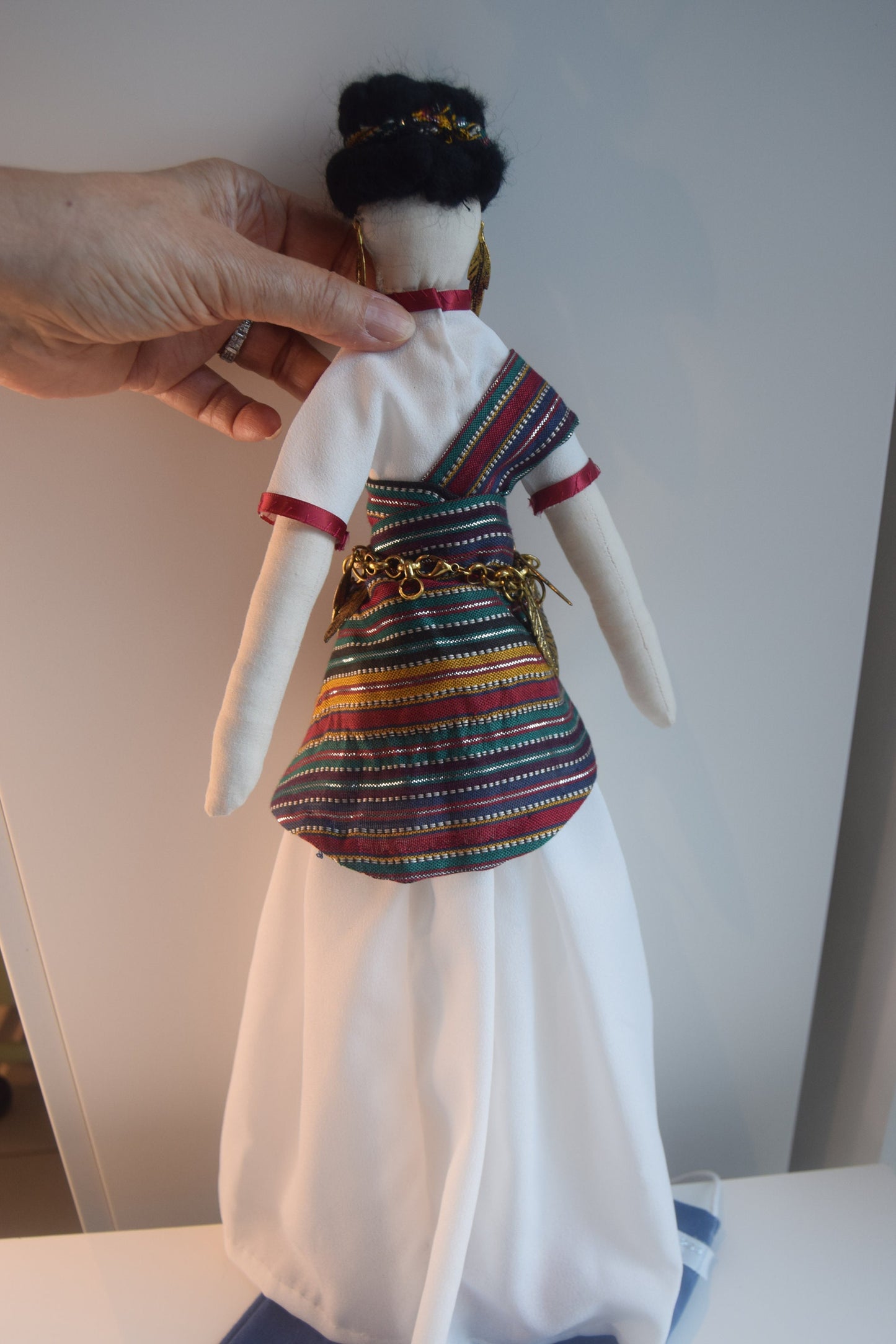 Handmade Fabric Doll - White Dress